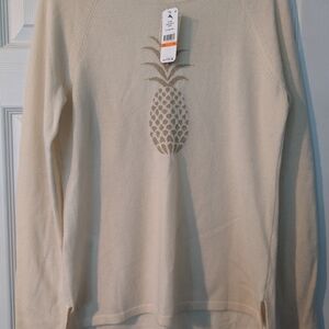 Tommy Bahama Cream Knit with Gold Pineapple